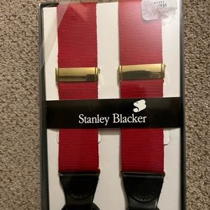 Men’s Red Suspenders. One size fits most. Never Opened.